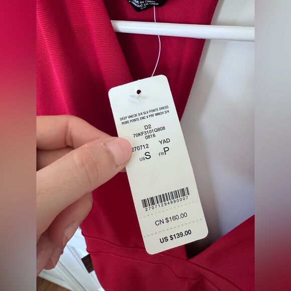 Bebe Deep V Neck 3/4 Sleeve SLV Pointe Dress Small NWT Cocktail Party Vegas - Picture 3 of 4